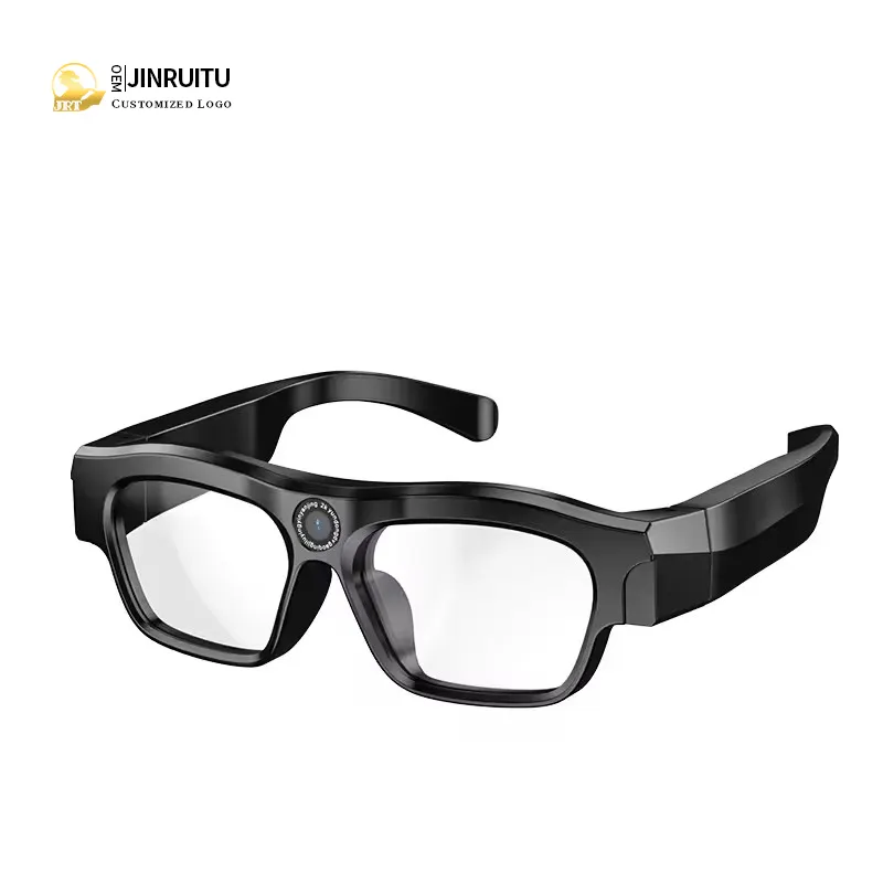 XV-18 kacamata kamera teknologi hitam cerdas, kacamata gigi biru dengan kacamata kamera speaker semi terbuka