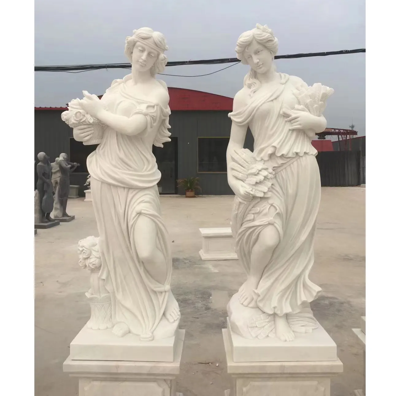 Decorazione del giardino della fabbrica pietra a grandezza naturale scultura marmorizzata quattro stagioni statua in marmo