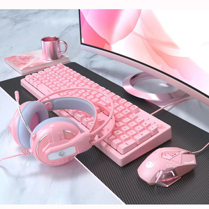 Teclado y ratón usb con cable para ordenador, teclado mecánico para videojuegos, color rosa - Product Image 6