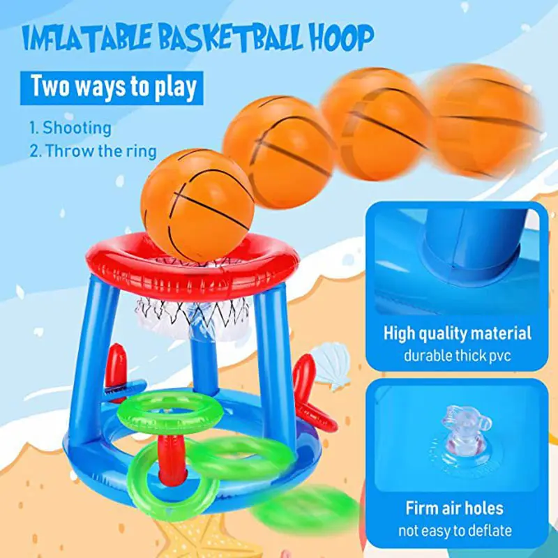 Rete da pallavolo per piscina con cerchi da basket gioco di nuoto pallavolo d'acqua per bambini Set galleggiante per piscina gonfiabile giocattolo