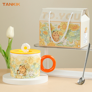 <strong>Koi</strong> Sublimation Unique Style TO.U Series Relieve Anxiety Gift Chubby Handcrafted Gift <strong>Ceramic</strong> Mug With Lid - Product Image 6
