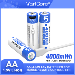 Varicore VC-4000T 1.5V lityum pil tipi C şarj edilebilir 3450aa AA piller USB şarj Li-ion pil tip-c portu ile - Product Image 4