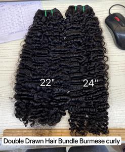 FH toptan 3 demetleri + kapatma birmanya kıvırcık insan saçı frontal birmanya sapıkça kıvırcık demetleri - Product Image 5
