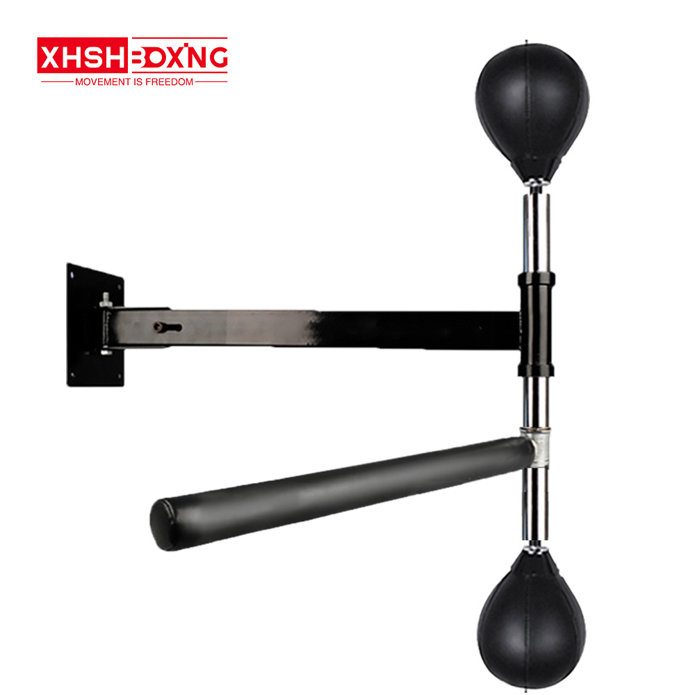 Objetivo de reacción giratorio de pared de boxeo negro-bola doble