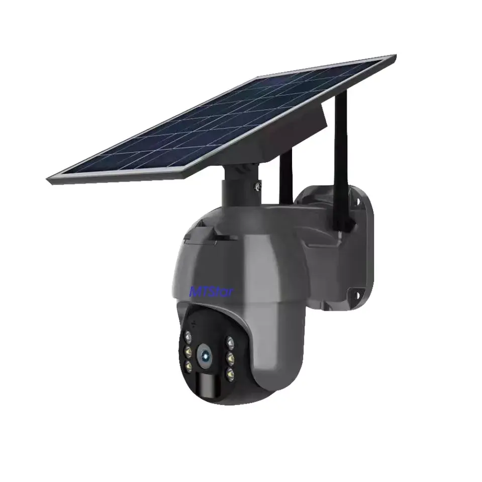 Mtstar Custom Outdoor Pir + Radar IP66 4MP Cctv Solar Security Camera Zonne-energie Blacklight Full Color Wifi + 4G Ptz Camera
