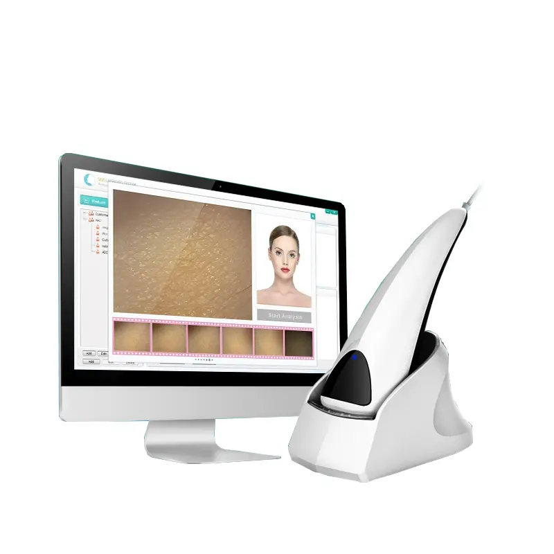 Portable size USB connect with computer use collagen fiber skin analyzer machine in Spanish and French language