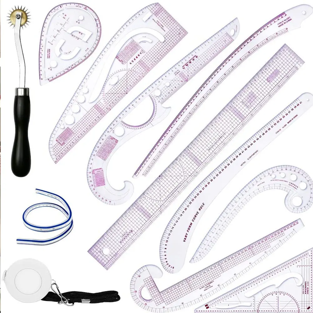 Multi-functional DIY Plastic French Curve Sewing Tailor Ruler Set for design