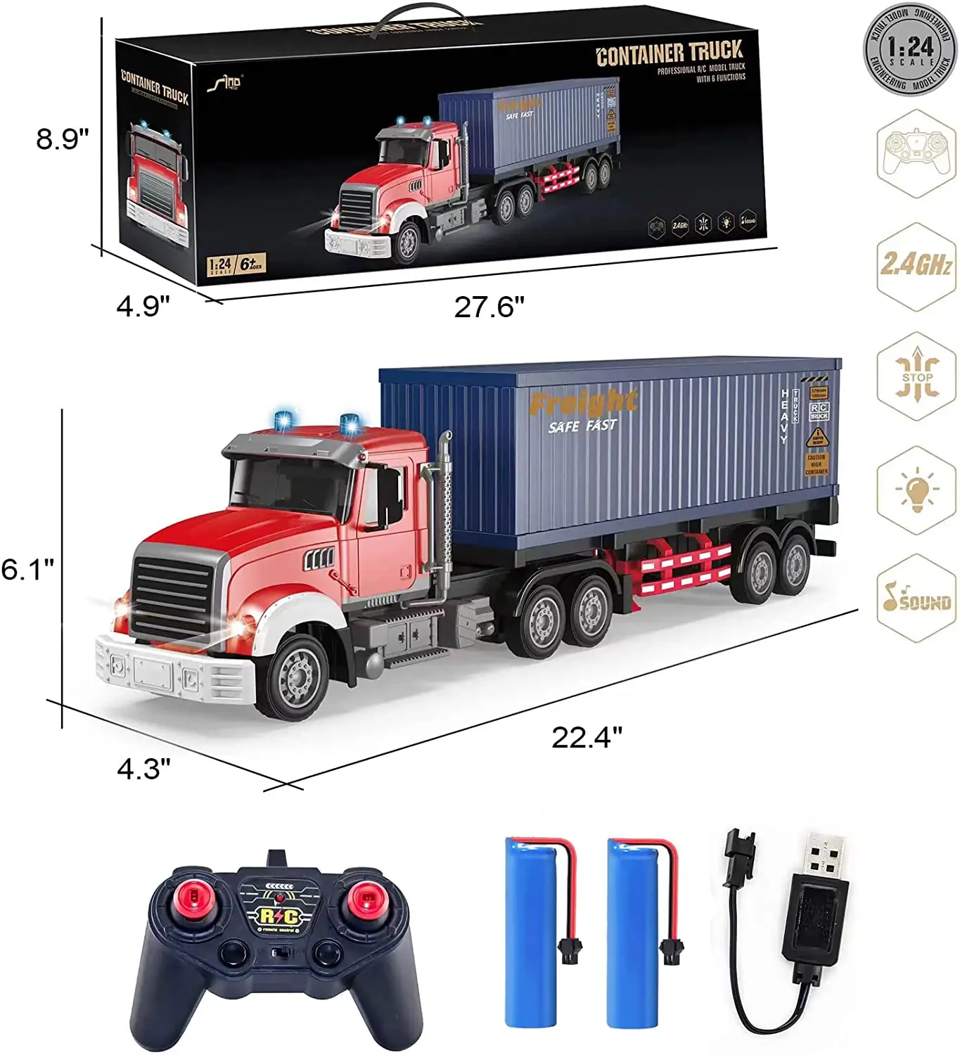 DWI Dowellin rc camion jouet télécommande avec remorque semi remorque cargo transporteur conteneur camion pneu rc voiture jouets