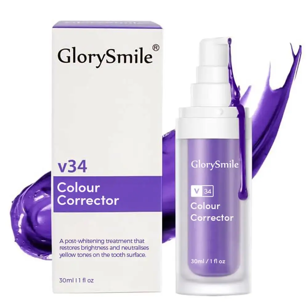 Glorysmile V34 Color Correct Dientes Blanqueamiento Pasta de dientes 30ml Tamaño de viaje Fresh Breath Pasta de dientes