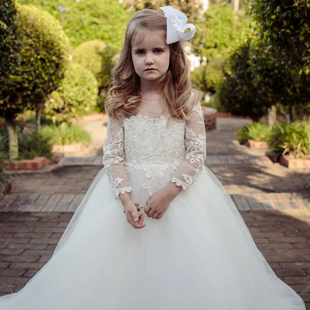 2024 Children's Clothing Fancy Party Dress Frocks Designs Tulle Flower Dresses flower girl bridsmade dresses
