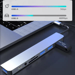 8 In1 Daten USB C Docking station USB Hub Aluminium Fabrik USB 3.0 HUB Netzwerk anschluss Computer Splitter - Product Image 4