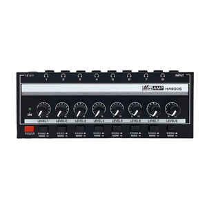 HA800S Amplificador de auriculares de 8 vías Distribuidor de señal Estéreo Una entrada Ocho salidas Monitoreo - Product Image 2