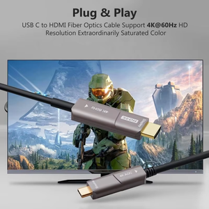 Cable de fibra óptica activo al por mayor 4K60Hz 4K 60Hz Video Audio USB3.1 USB C Tipo C Tipo-C a HDMI 2,0 Cable con carga USB - Product Image 5
