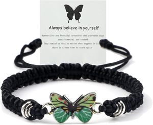 Pulseira borboleta -- Corda ajustável Pulseiras borboleta Mão ajustável Woven Pulseiras Dia dos Namorados presente