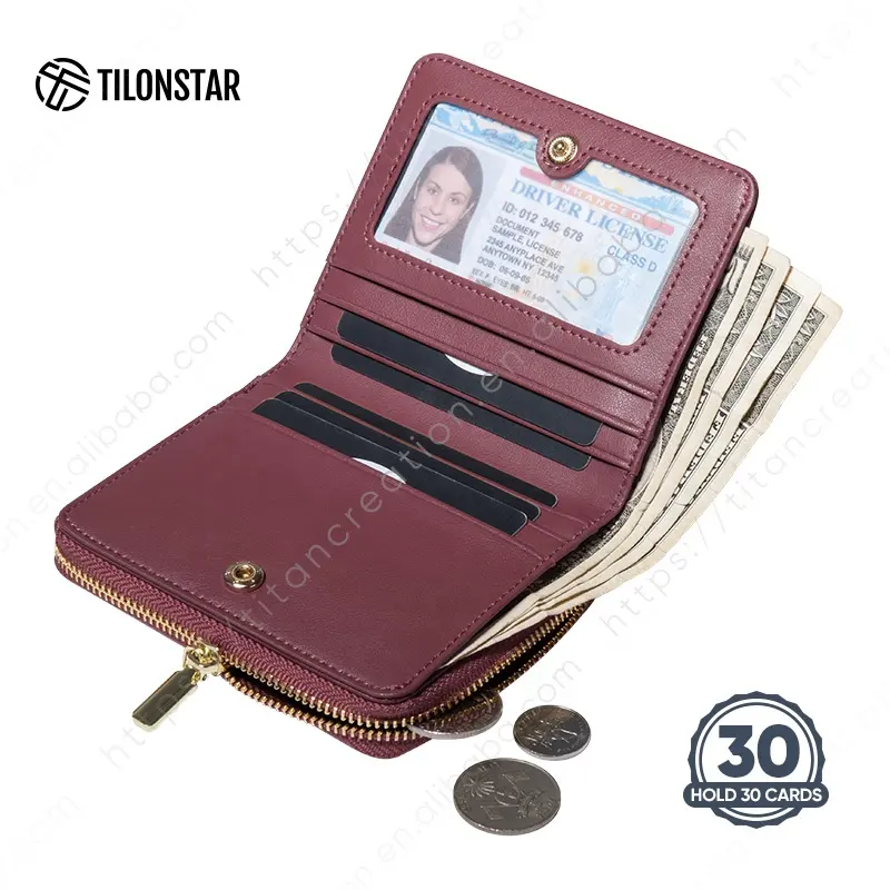 TILONSTAR TWW102 Damen Leder Geldbörse Weiche RFID-Karten halter Brieftasche mit Reiß verschluss