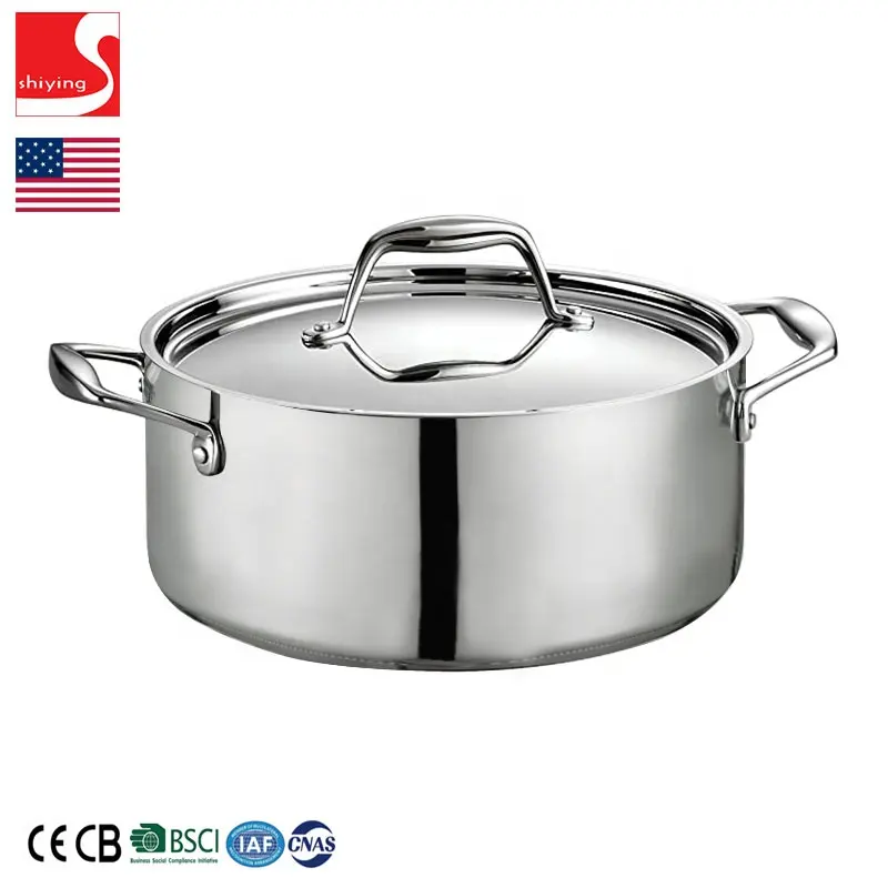 SY-Utensili Da Cucina Gourmet Induzione In Acciaio Inox-Ready Tri-Strati Rivestito Coperto Forno Olandese, 5-Quart casseruola pentola di cottura a induzione