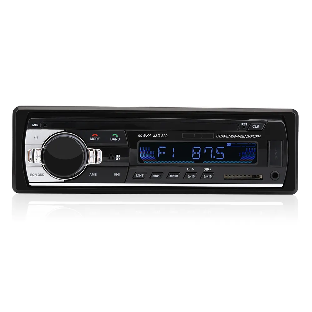 Lecteur multimédia MP3, 1 Din, Bt, FM, Aux, SD, USB, MP4, stéréo, haute qualité, JSD520, pour voiture