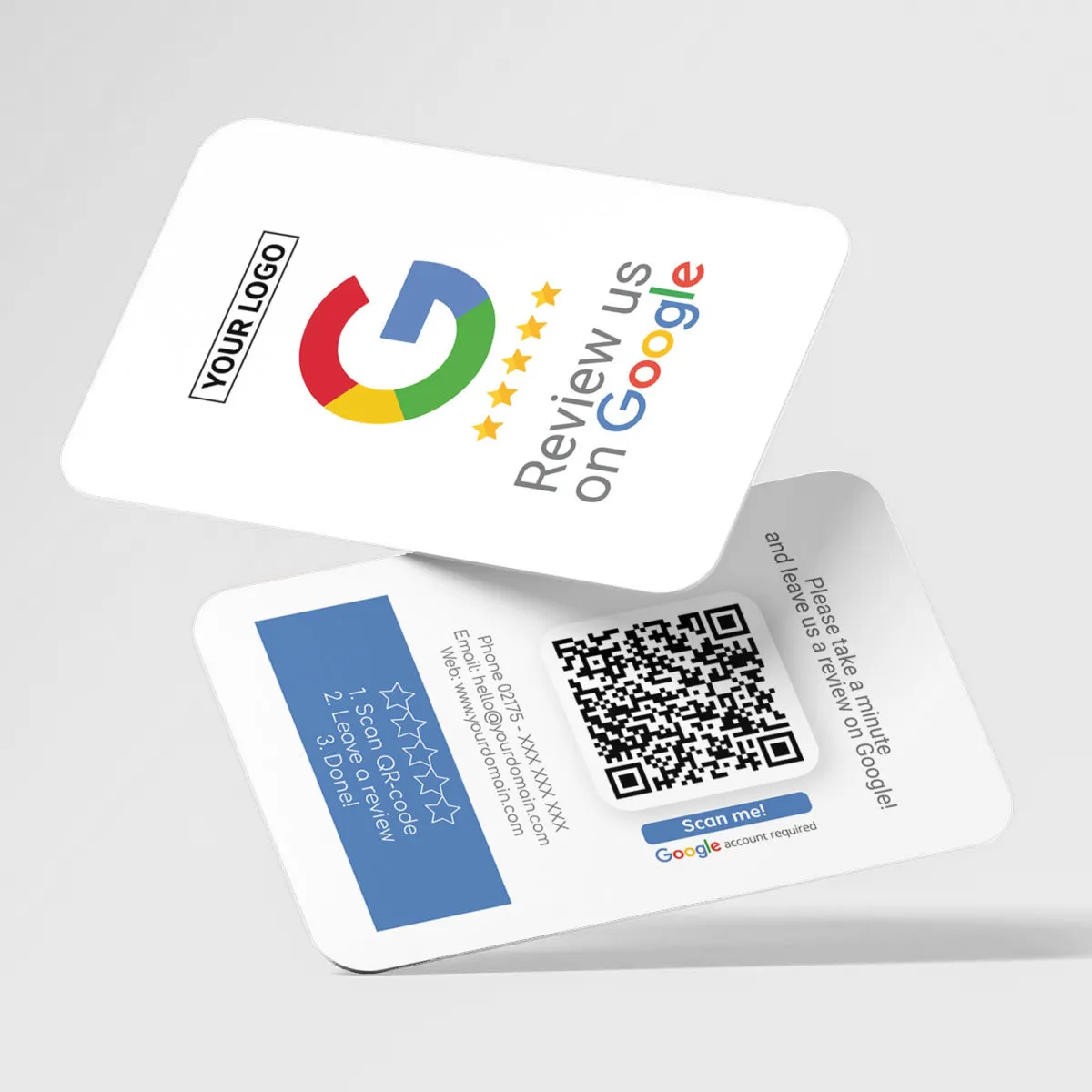 Biglietto da visita RFID programmabile personalizzato con codice QR NFC Google Review Card