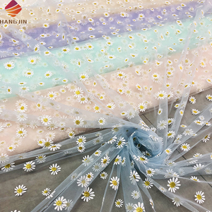 Sevimli papatya çiçek baskı yumuşak tül kumaş sies yalar çiçek baskı Net dantel kumaş örgü kumaş kız parti için kostüm - Product Image 3