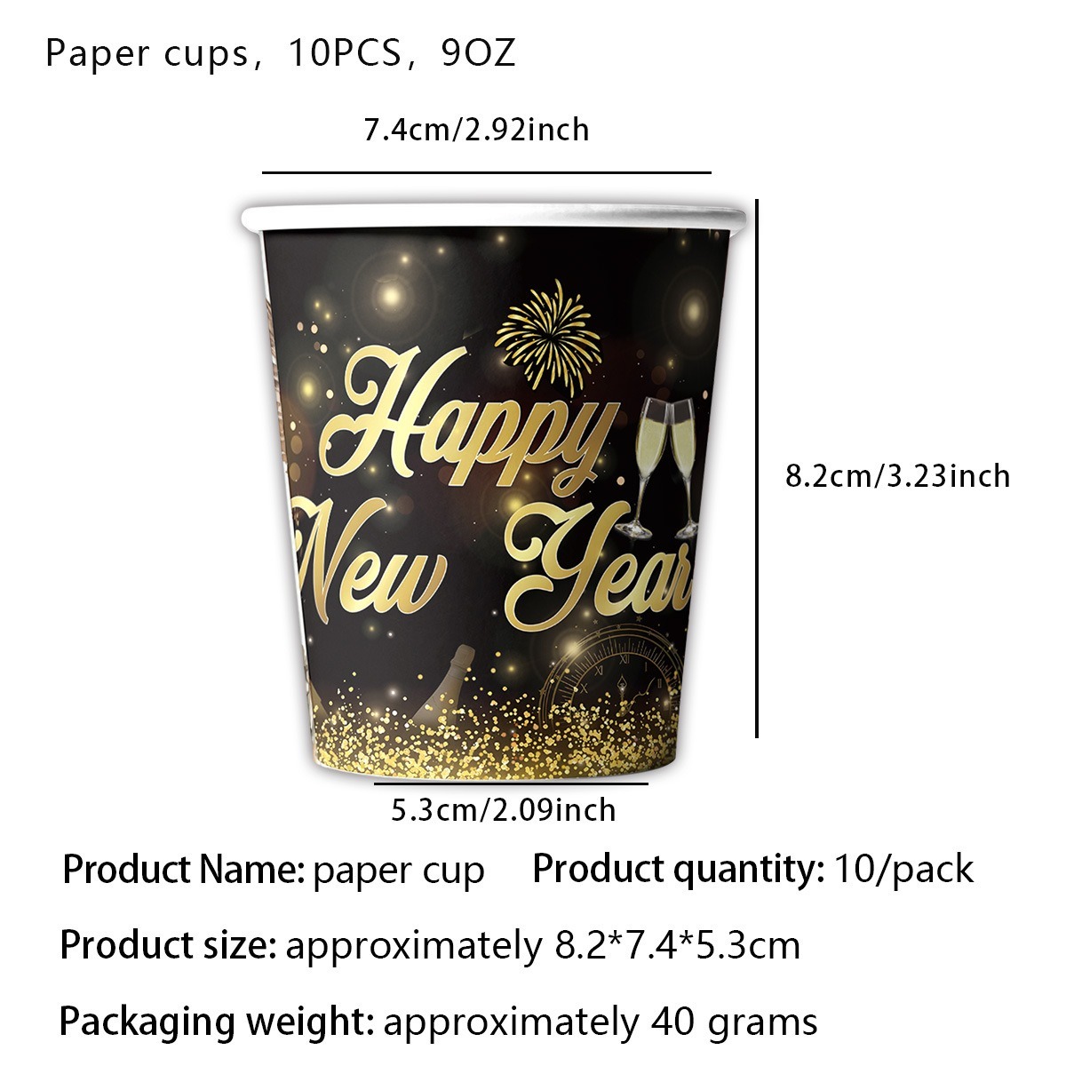 Bicchieri di Carta Neri 10 pz