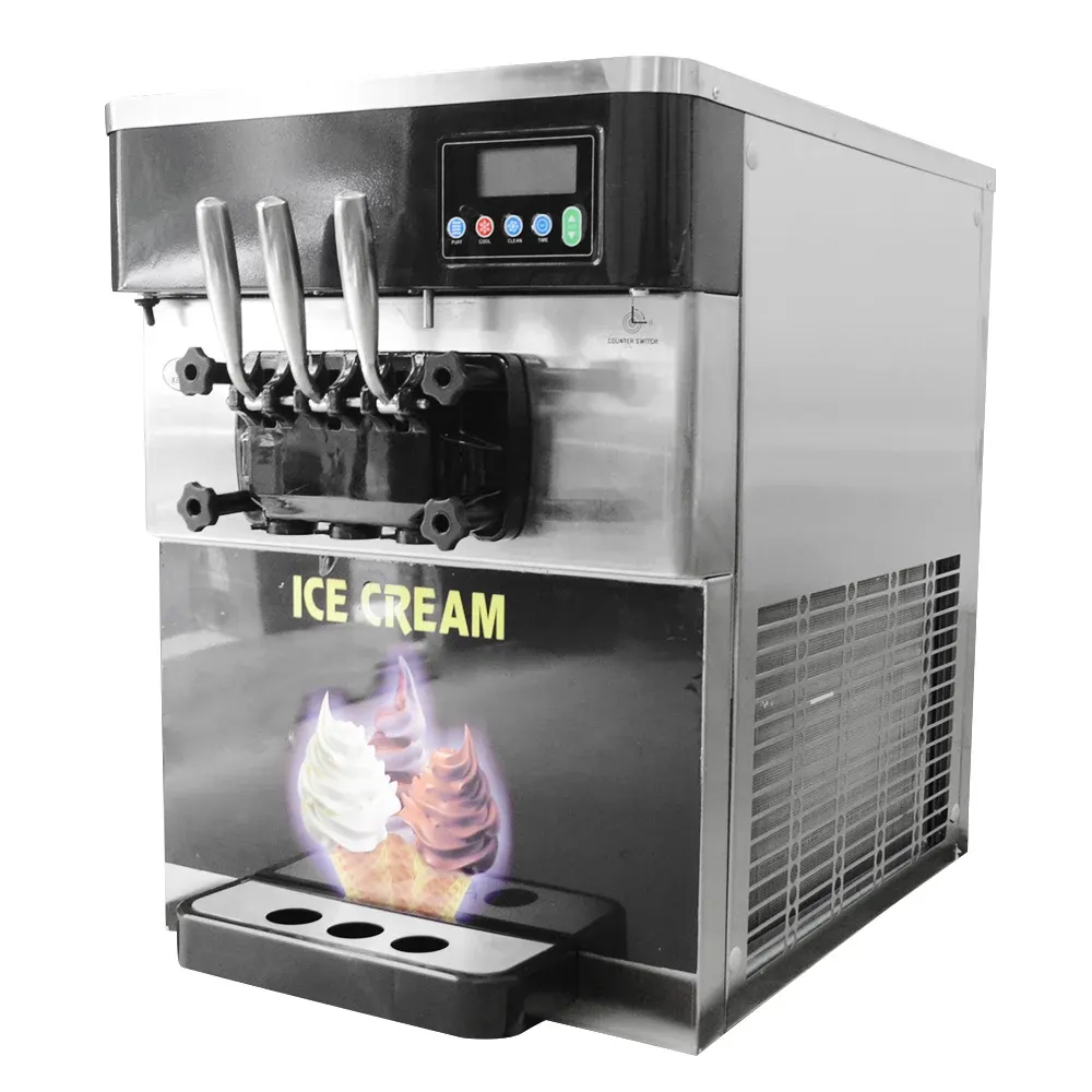 Xeoleo เครื่องทำไอศกรีม2000W 3รสชาติเครื่องทำไอศกรีมโยเกิร์ตสแตนเลสอัตโนมัติ22L/ชั่วโมง R404a
