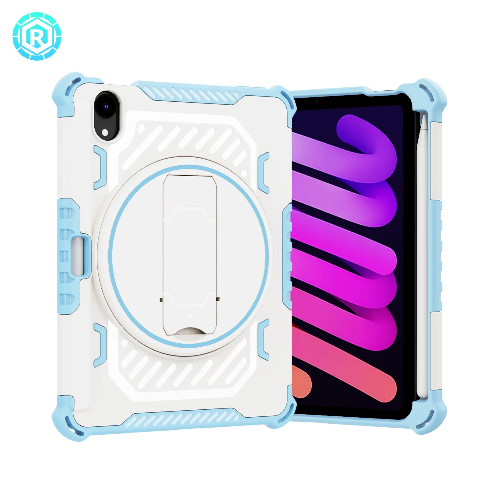 Roiskin – coque avec Rotation à tous les degrés, 5 couleurs disponibles, armure B PC, pour ipad mini 6, arrière transparent