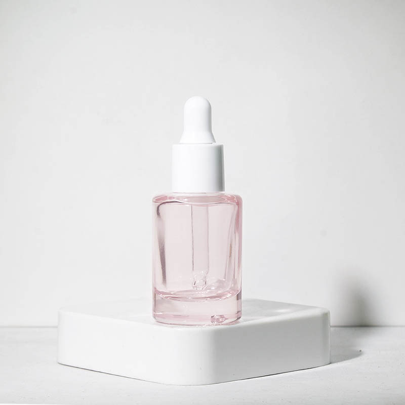 Rosa transparente con aro blanco brillante + punta de goma blanca