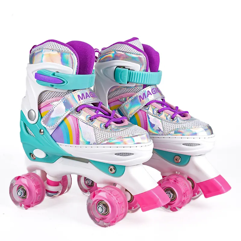 Girls Adjustable Kids Roller Skates with Light Wheels and Shining Flashing Feature Sizes for Children Unique Fun Skate Shoes