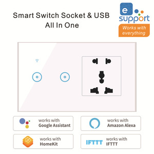 Tuya用WiFiスマートスイッチソケット多機能統合壁パネルダブルポールMax. 16Aガラス素材クロスボーダー - Product Image 3