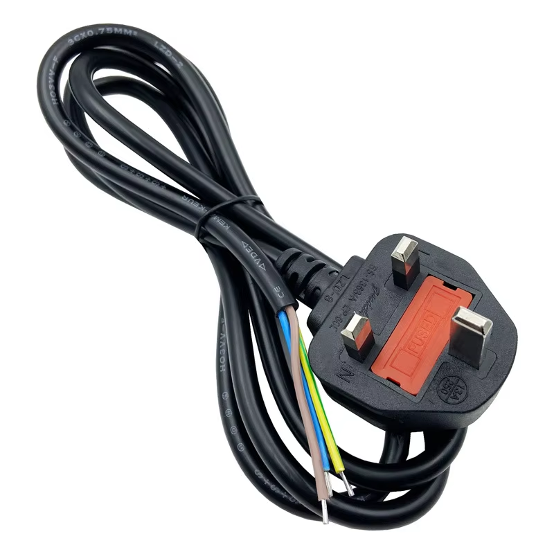 Cordon d'alimentation simple tête standard britannique de 15 m, fil nu, 0,75 mm².