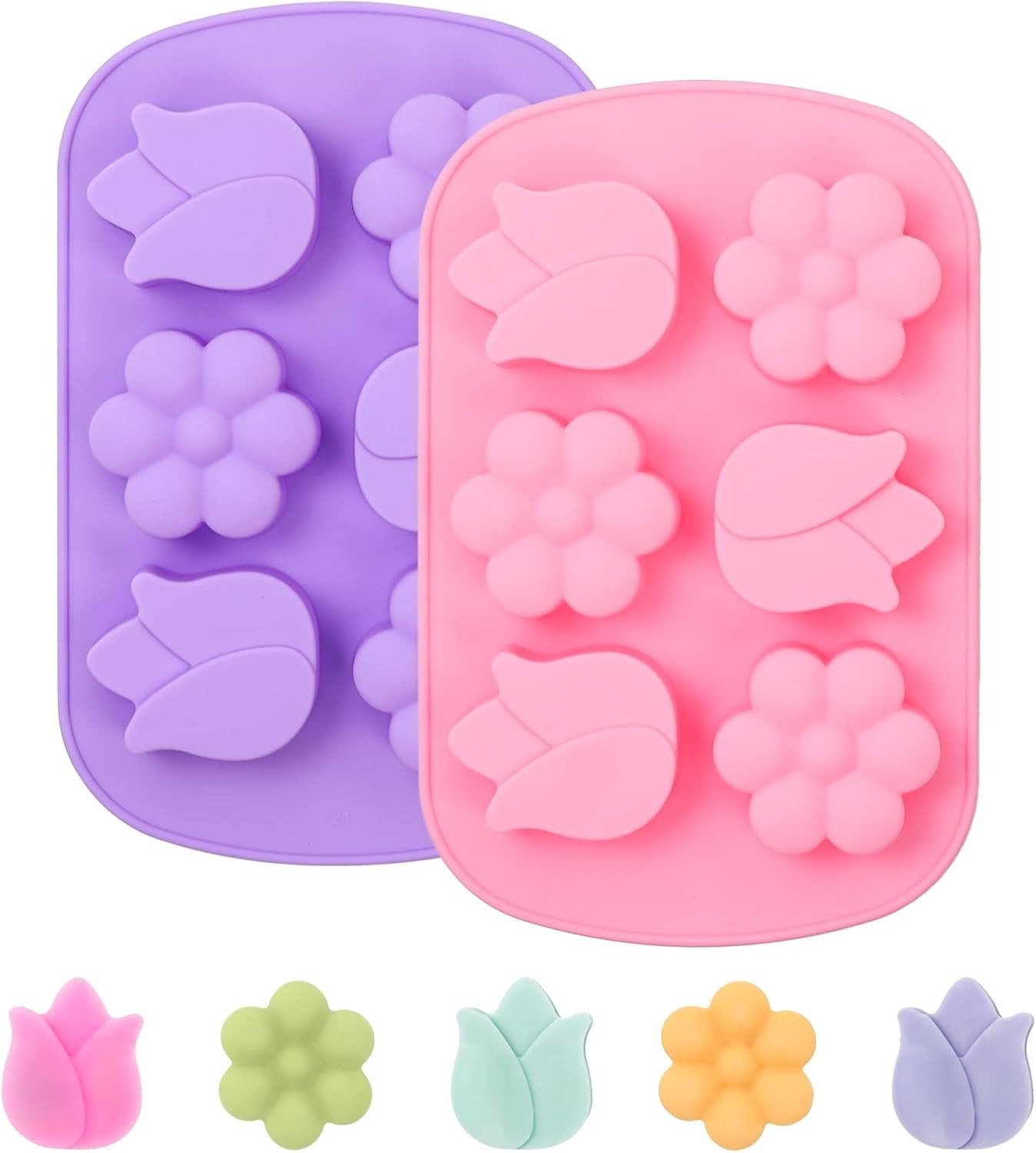 Pink&Purple-3 Flower Shape 2PCS