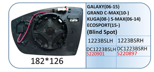 FORD GALAXY için otomatik araba yan dikiz aynası cam değiştirme (06-15) GRAND C-MAX(10-) KUGA(08-) S-MAX(06-14) ECOSPORT(15-) - Product Image 2