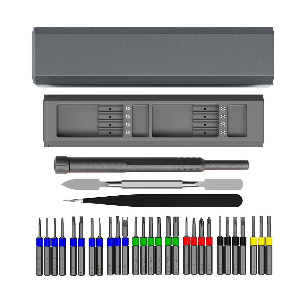 Kit de tournevis manuel 31-en-1 avec boîte en aluminium