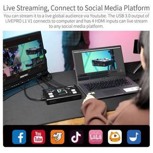 FEELWORLD LIVEPRO L1 V1直播视频切换器4xhdmi输入Hdmi USB3.0多格式演播室记录预览摄像机Youtube - Product Image 5