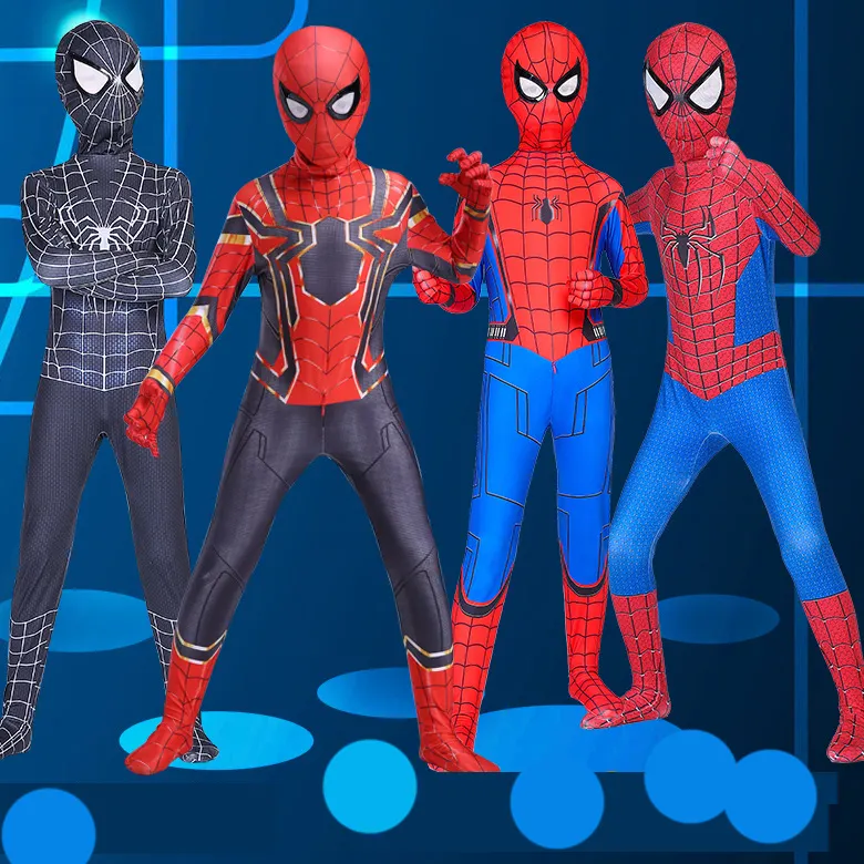 Fantasia vermelha e preta do homem aranha, traje infantil de homem-aranha, fantasia do homem-aranha, cosplay de halloween