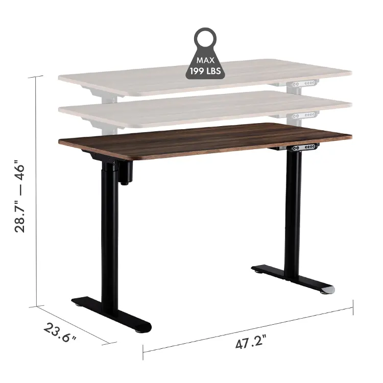 Moteur unique Table électrique à hauteur réglable Bureau debout Cadre de table pour ordinateur portable Bureau d'ordinateur ergonomique