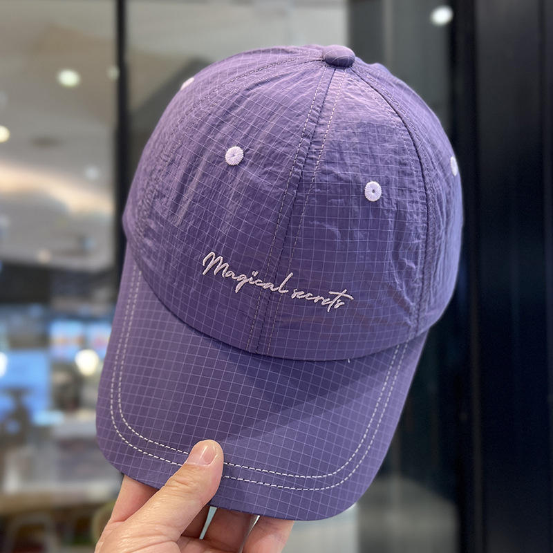 Plaid long letter baseball cap-purple