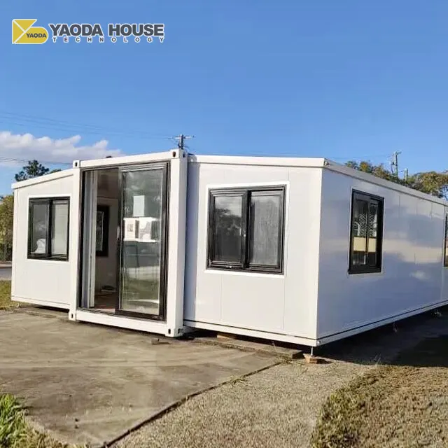 Rumah kontainer Prefab mewah 2 kamar tidur, rumah Modular rumah kontainer dapat diperluas 40 kaki