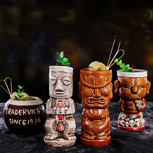 Mayan Civilization Tiki Mug Creative Human Face Porcelain Beer Wine Mug <strong>Cup</strong> Hawaii Easter Island Zombie Cocktail Ceramic Mugs - Product Image 5