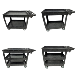 छोटे आकार के काले दो-टब शेल्फ भारी शुल्क उपयोगिता कार्ट 40.7 \ "x 17.3 \" x 33.5 \ "250kg क्षमता पर्यावरण के अनुकूल सामग्री पीपी - Product Image 1