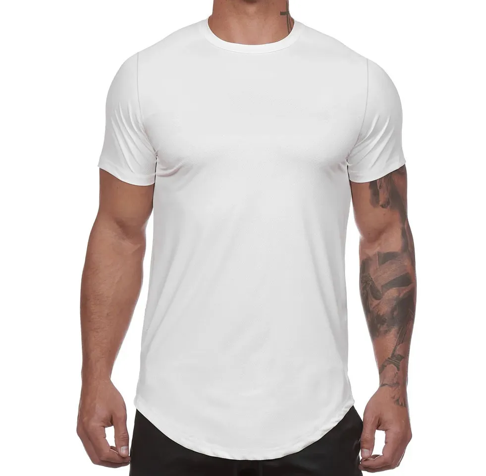 Camiseta deportiva de poliéster para hombre, ropa blanca, barata, suave, oem