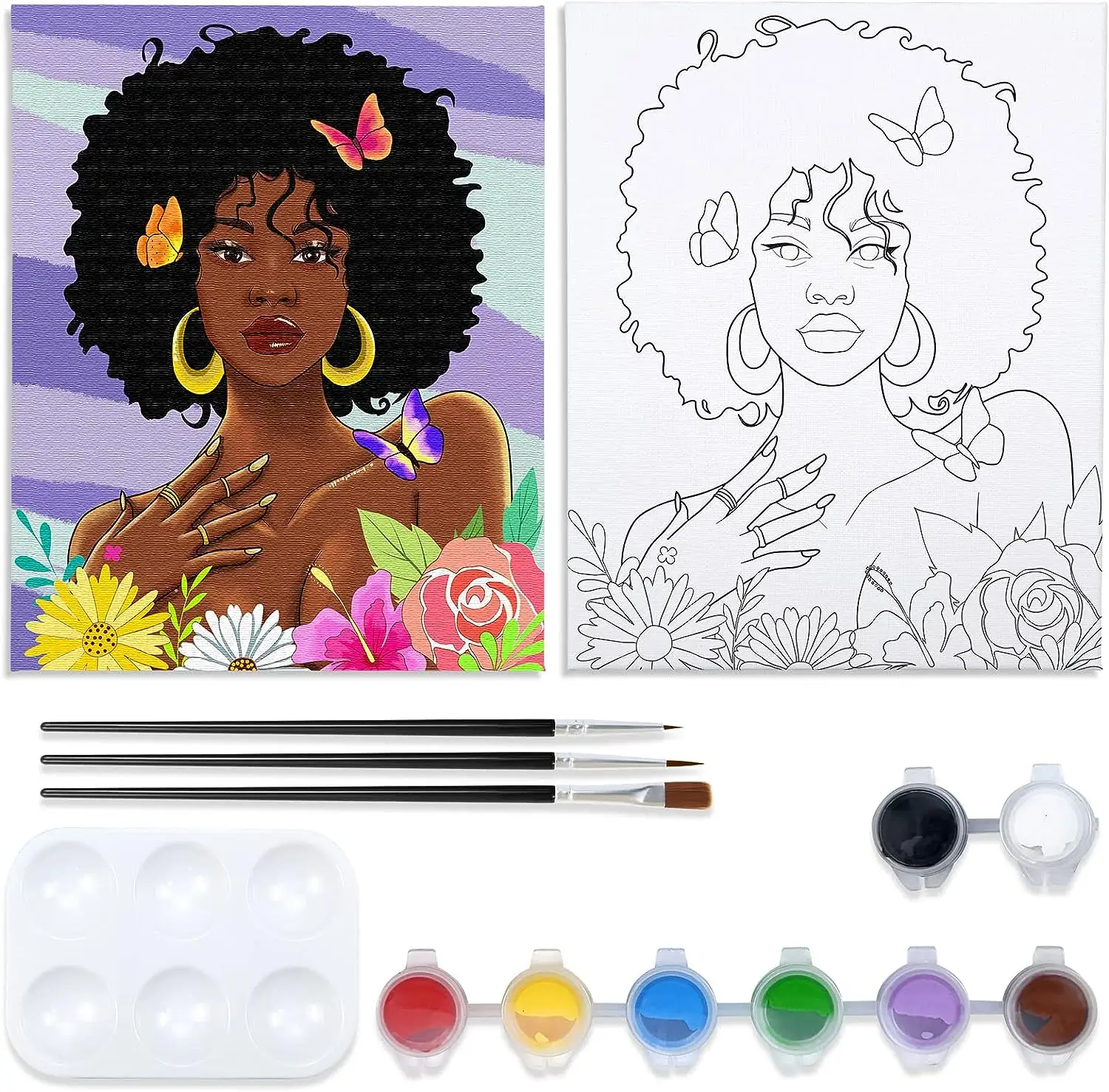 Kit Pintura de Lona Pré Desenhada para Pintura para Adultos Kits de Festa Pintura e Sip Fontes do Partido 8x10 Tela para Pintura
