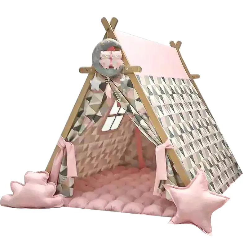 Liebe Baum China Fabrik Hohe Qualität Niedriger Preis Baumwolle Leinwand Holz Dreieck Baby Bett Kinder kinder zelt für verkauf