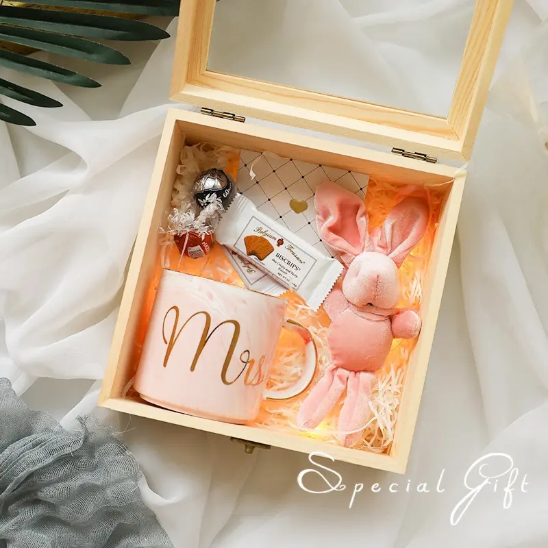 Caja de regalo de madera vacía personalizada de fábrica para tarjetas de fotos recuerdos regalo de aniversario de boda Día de San Valentín