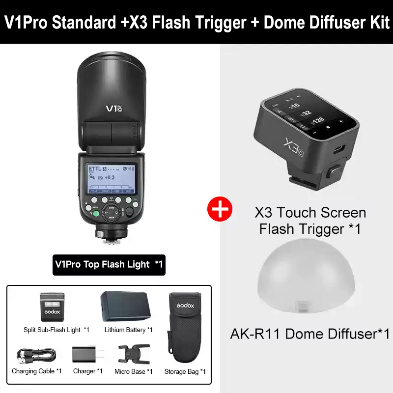 V1Pro+X3 Déclencheur de Flash+Diffuseur Dôme