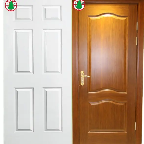 Porta de PVC para quarto, madeira laminada de melamina, revestida de PVC, composta interior de melamina