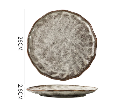 Old-fashioned stone pattern 10.2inch plates