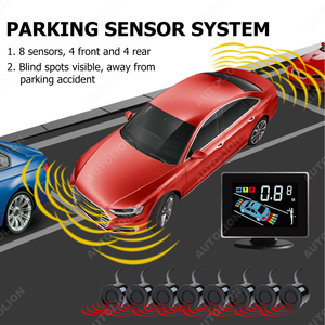 Pantalla LCD de retroiluminación, Sensor de aparcamiento para coche, Radar de marcha atrás para automóvil, Detector ultrasónico, Parktronic, 8 sensores - Product Image 3
