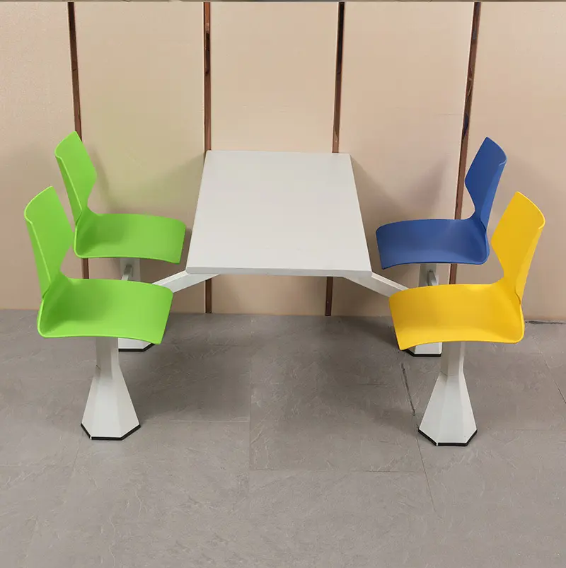 Toptan özel alüminyum Modern yemek mobilyaları restoran masa ve sandalye kombinasyonu okul üniversitesi için Set