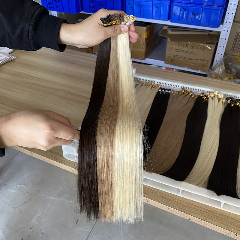 LeShine Thick Bottom Double Drawn Remy Stick Tip Hair Extension Custom Color Raw I tip Hair Extension Virgin Human Hair